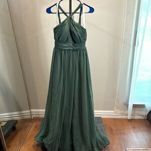 Azazie long sage gown